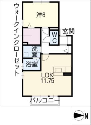 プレジール伏見(1LDK/2階)の間取り写真