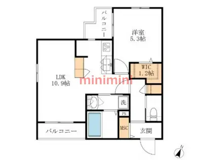 ラフィーネ(1LDK/3階)の間取り写真