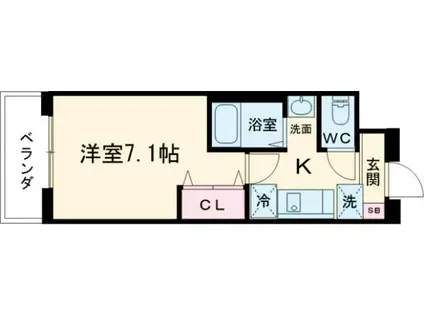 レジディア神戸ポートアイランドノース棟(1K/1階)の間取り写真