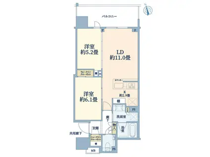 リビオタワー羽沢横浜国大(2LDK/13階)の間取り写真