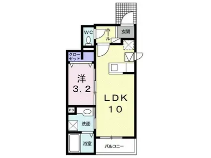 ドゥエム(1LDK/1階)の間取り写真