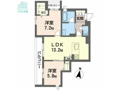 シャーメゾン リバーダイヤ(2LDK/3階)の間取り写真
