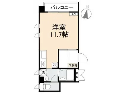 シャレード茜(ワンルーム/3階)の間取り写真