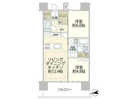 アトラス日暮里イーストレジデンス(2LDK/3階)の間取り写真