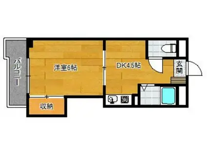 レジデンス石坂(1DK/3階)の間取り写真