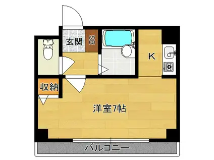 シャトーマサII(1K/2階)の間取り写真