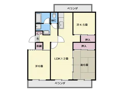 サルヴァトーレ吉野1号棟(3LDK/2階)の間取り写真