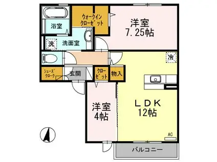 セジュール牧野(2LDK/2階)の間取り写真