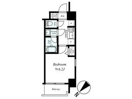 ハーモニーレジデンス東京ウエスト(1K/4階)の間取り写真
