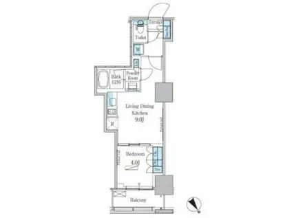 パークアクシス横濱関内SQUARE(1LDK/8階)の間取り写真