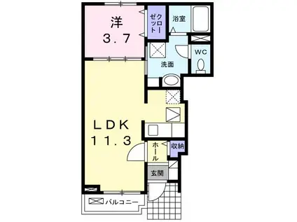 サイサリス(1LDK/1階)の間取り写真