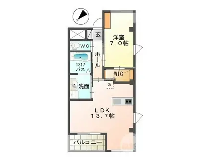 UNIVALY中百舌鳥(1LDK/5階)の間取り写真