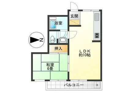 方南町コーポビアネーズ(1LDK/10階)の間取り写真
