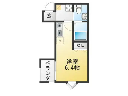 ヴィラディアス横浜III(ワンルーム/2階)の間取り写真