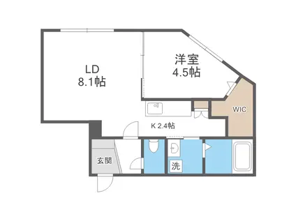 SALUTE南平岸(1LDK/2階)の間取り写真