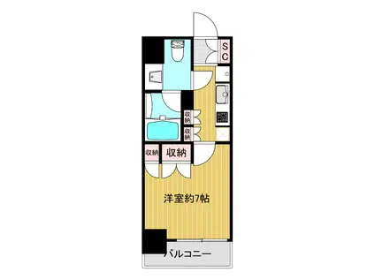 アクシルコート日本橋本町(1K/11階)の間取り写真