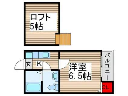 DHG 恵(1K/2階)の間取り写真