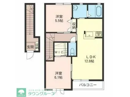 グリーンパーク高崎弍番館(2LDK/2階)の間取り写真