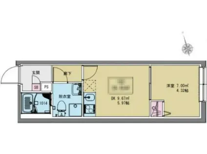 MAXIV CITY堀切RIVER SUDE(1DK/1階)の間取り写真