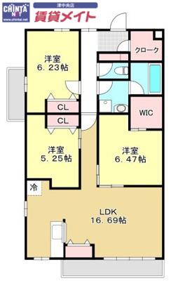 GARDEN HOUSE 大谷町II(3LDK/3階)の間取り写真
