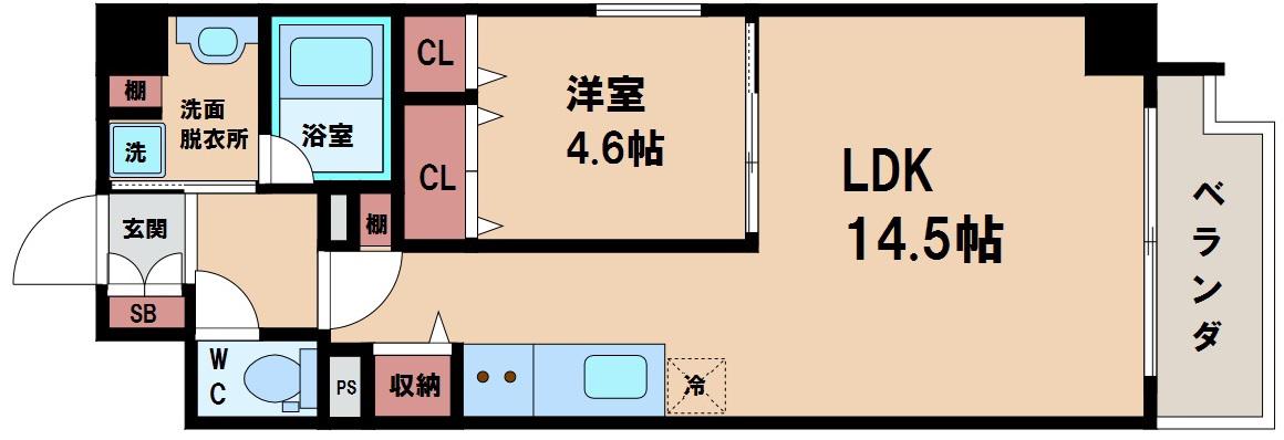 LOCOHOUSE阿倍野(1LDK/6階)の間取り写真
