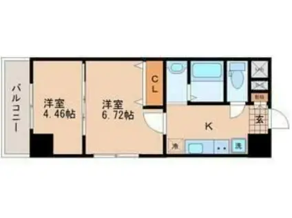 アスコット河原町駅前(2K/3階)の間取り写真