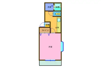 キャッスルドルチェ(1K/1階)の間取り写真