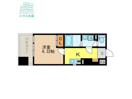 レジデンス古町(1K/9階)の間取り写真