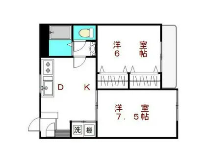 ドエルアキモト(2DK/1階)の間取り写真