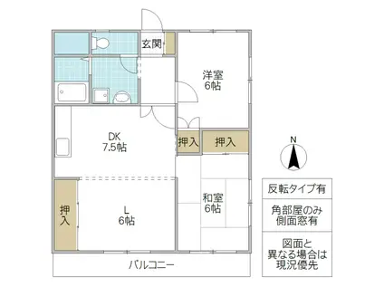 吉村マンション(2LDK/1階)の間取り写真