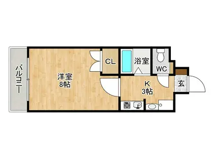 アルテハイム小倉I(1K/2階)の間取り写真