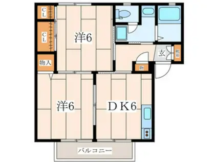 ヴェルドミール(2DK/1階)の間取り写真