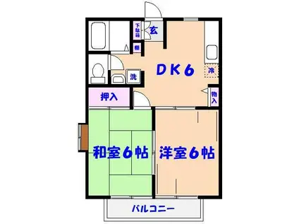 エクセル国府台A棟(2DK/2階)の間取り写真
