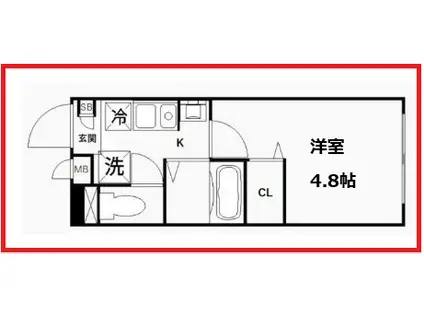 クリアル王子サウス(1K/4階)の間取り写真