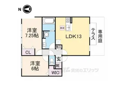 リヴェール城A棟(2LDK/2階)の間取り写真