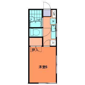 プチハイム丘(1K/2階)の間取り写真