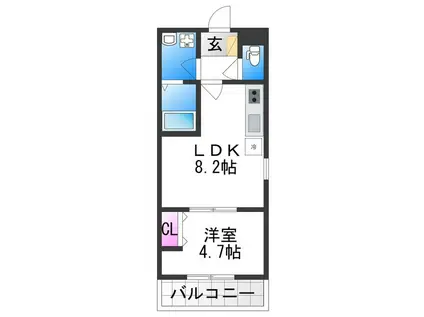 BADGE加美南(1LDK/1階)の間取り写真
