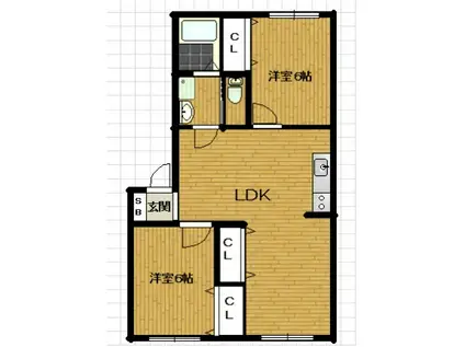 セレーノB(2LDK/2階)の間取り写真