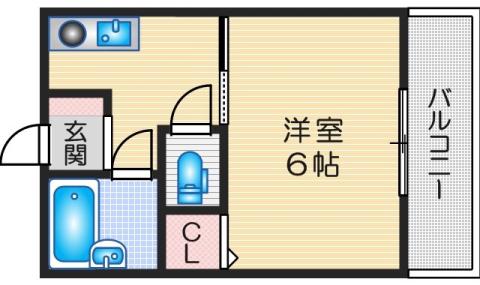 岩井ビル(1K/3階)の間取り写真