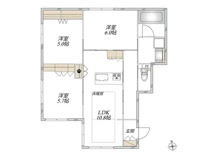 田端2丁目メゾン(3LDK/1階)の間取り写真
