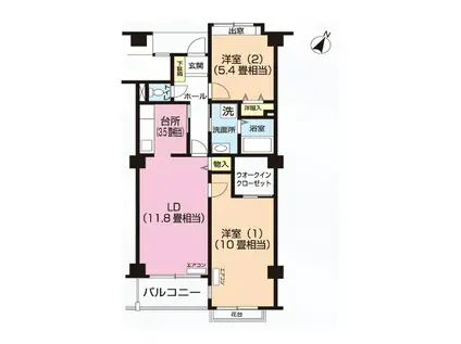 パティオス13番街(2LDK/4階)の間取り写真