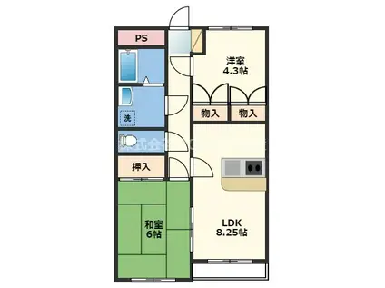 西村コーポレーション(2DK/2階)の間取り写真