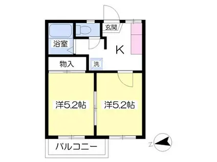 星ヶ丘シティ A棟(2K/1階)の間取り写真