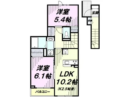 リッツ ハウス(2LDK/2階)の間取り写真