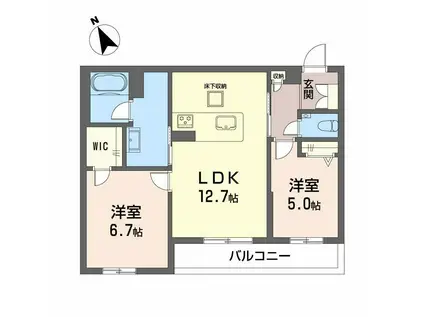 シャーメゾン下荒田(2LDK/1階)の間取り写真