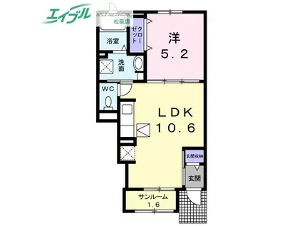 レオパレスカメリヤ(1K/2階)の間取り写真