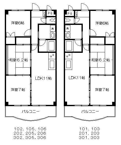 クレストYMD1(3LDK/1階)の間取り写真