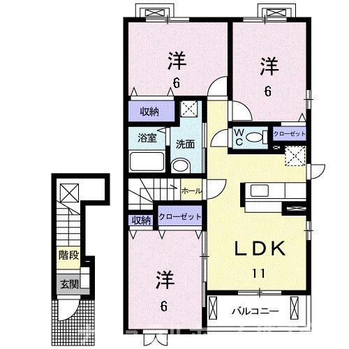 プリムローズウエスト(3LDK/2階)の間取り写真
