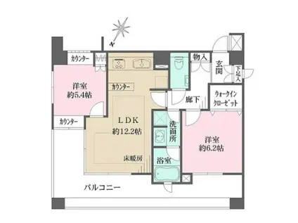 藤和高輪ホームズ(2LDK/5階)の間取り写真