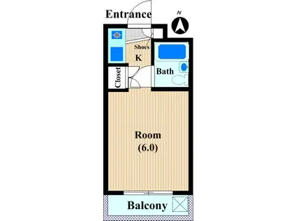 ビルド57(ワンルーム/1階)の間取り写真